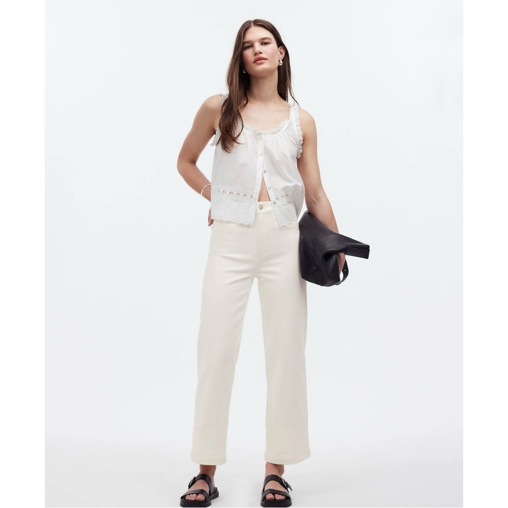 NWT Madewell Emmett Wide-Leg Crop Jean Welt Pocket Edition Tile White